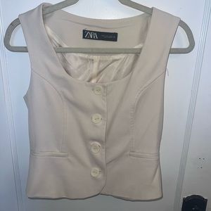 Zara Ivory Button Up Suit Vest